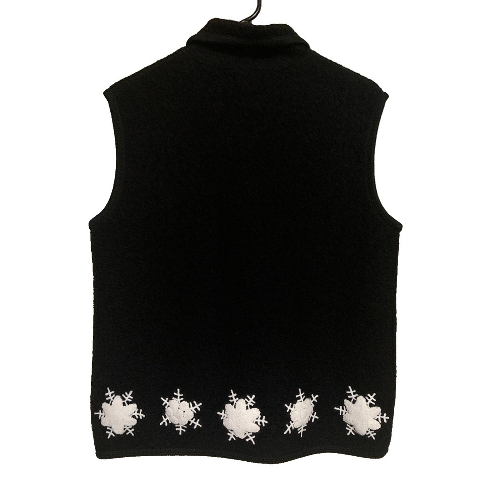 100%‎ Wool Embroidered Winter Holiday Vest Women's M Black Compliments - Picture 11 of 11